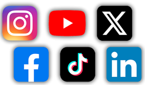 LOGO réseaux sociaux - Instagram logo - Youtube logo - X logo - Facebook logo - Tiktok logo - Linkedin logo